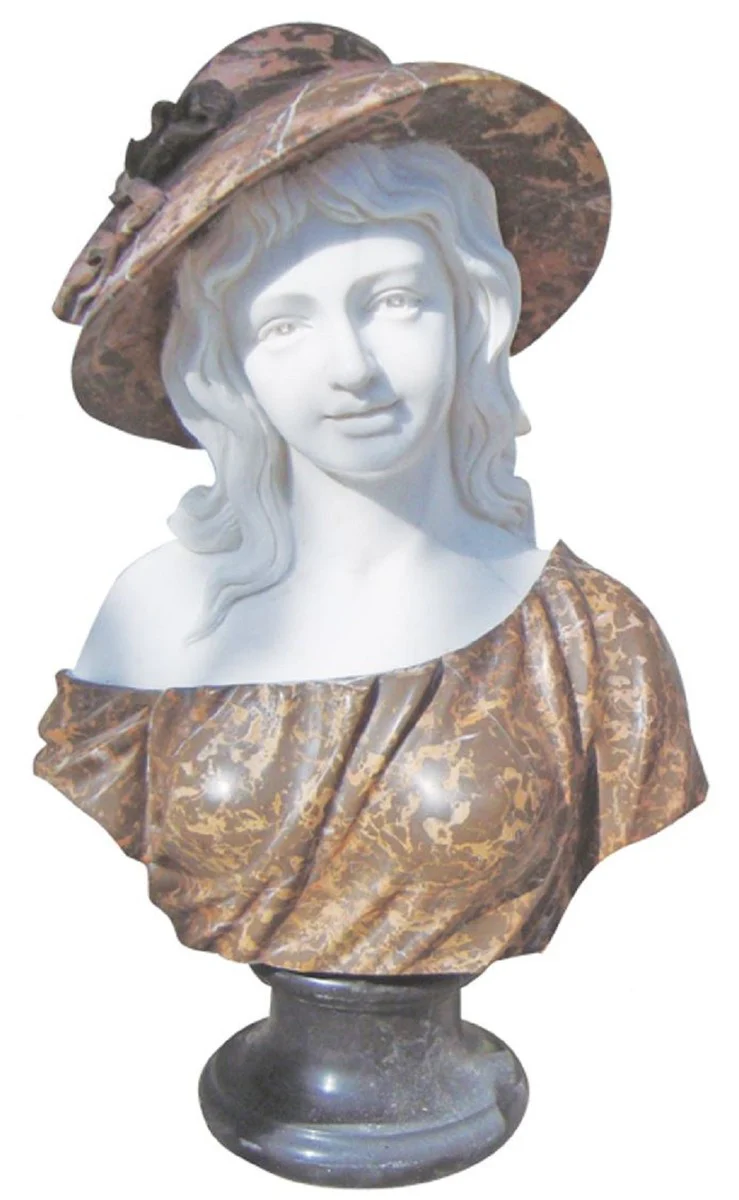 Casa Padrino busto decorativo de mármol Art Nouveau de lujo dama blanco / marrón A. 45 cm
