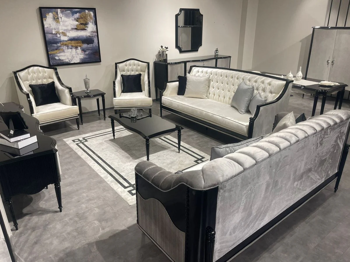 Casa Padrino conjunto de 6 sillas de comedor barrocos de lujo oro / negro - Sillas de cocina hecho a mano de estilo barroco - Magn¨ªficos muebles de comedor de lujo en estilo barroco