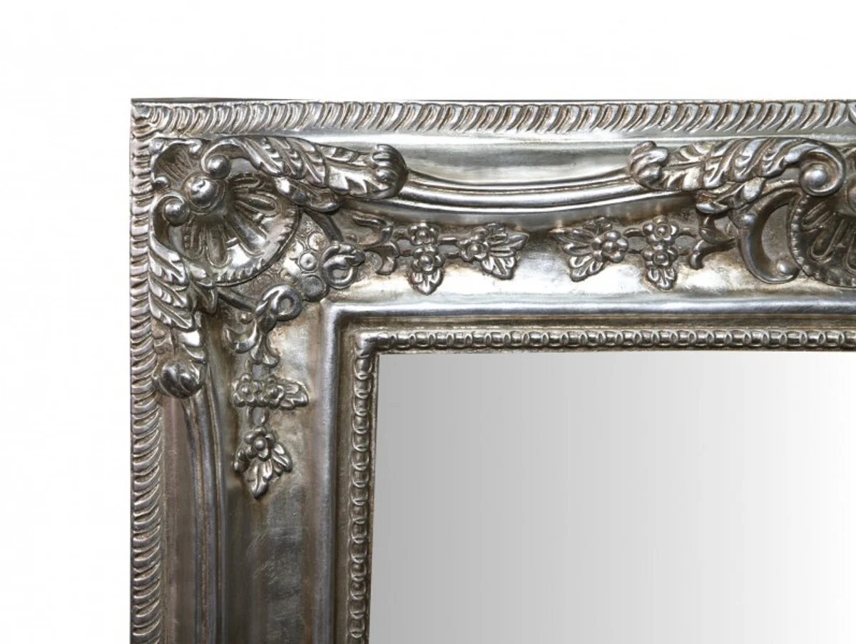 Casa Padrino Baroque Wall Mirror Silver Antique Look height 121 cm, width 90 cm - Edel & Sumptuously