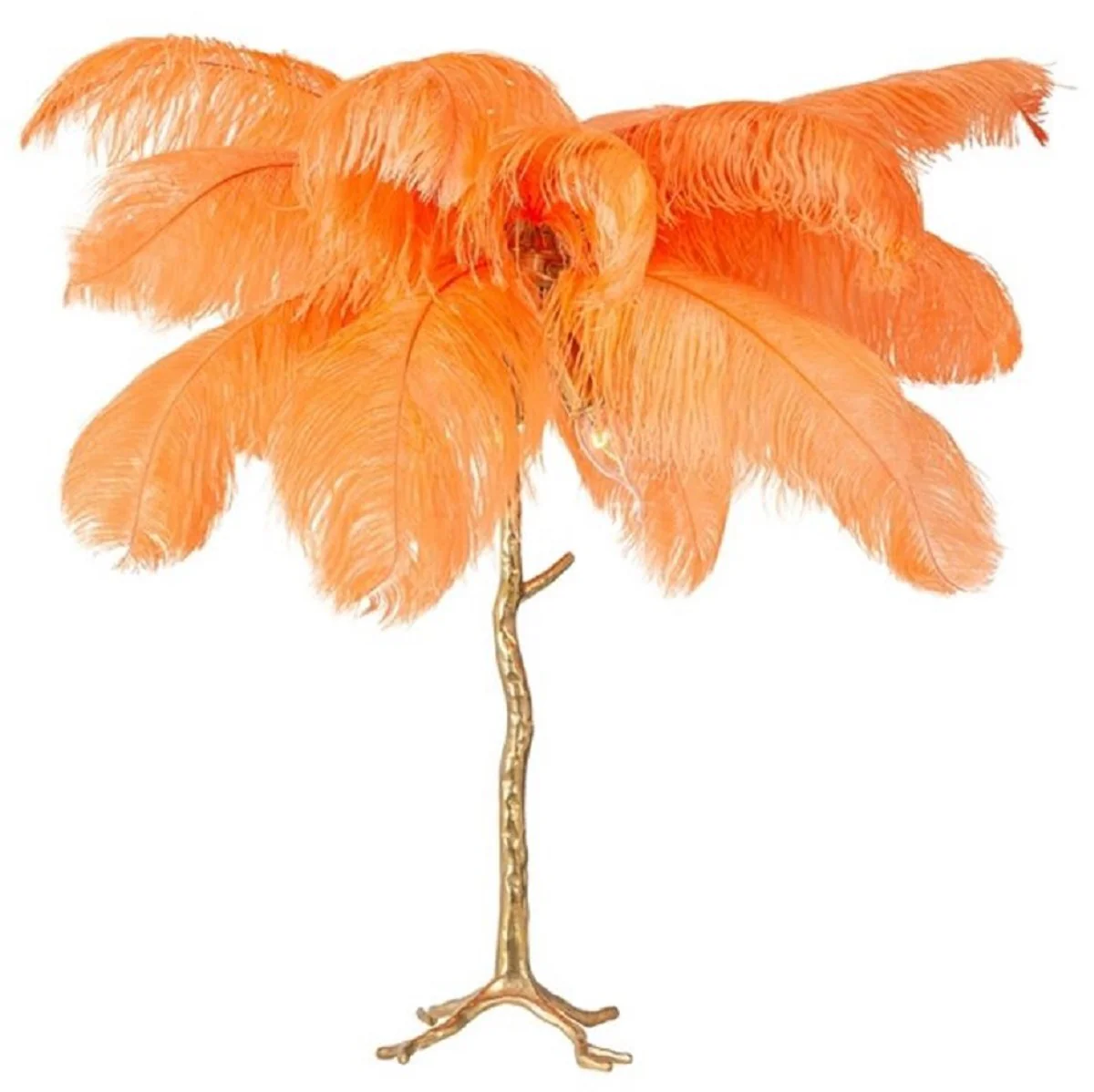 Casa Padrino lámpara de mesa de lujo palmera naranja / oro 75 x 75 x A. 80 cm - Lámpara de mesa moderna en diseño de palmera - Luces de Lujo - Calidad de Lujo