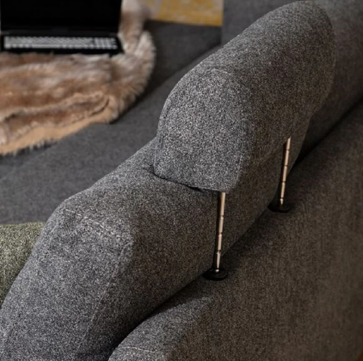 Casa Padrino sof¨¢ esquinero de lujo gris / plata 310 x 180 x A. 70 cm - Sof¨¢ de sal¨®n - Muebles de sal¨®n - Muebles de lujo