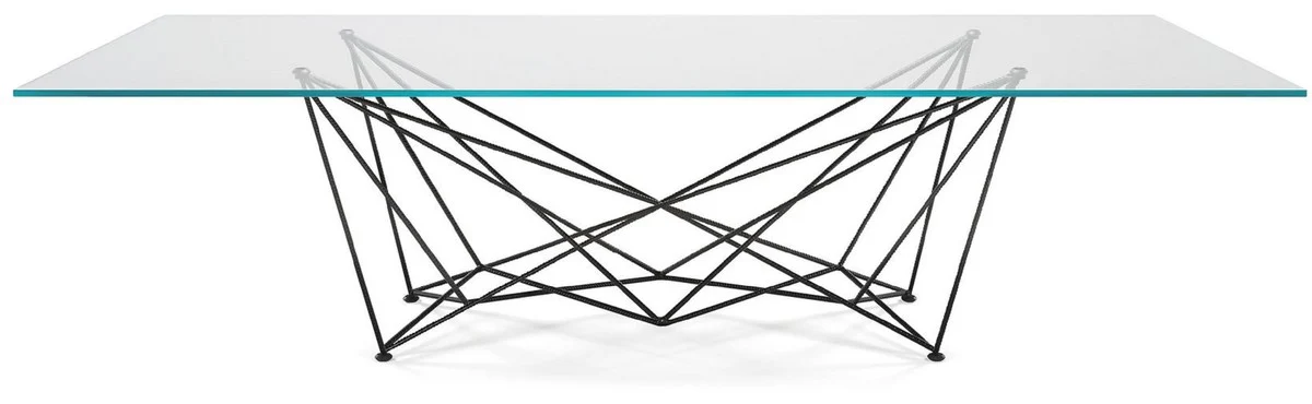 Casa Padrino Mesa de Comedor de Lujo con Tapa de Vidrio Negro - Varios Tama?os - Hecho en Italia