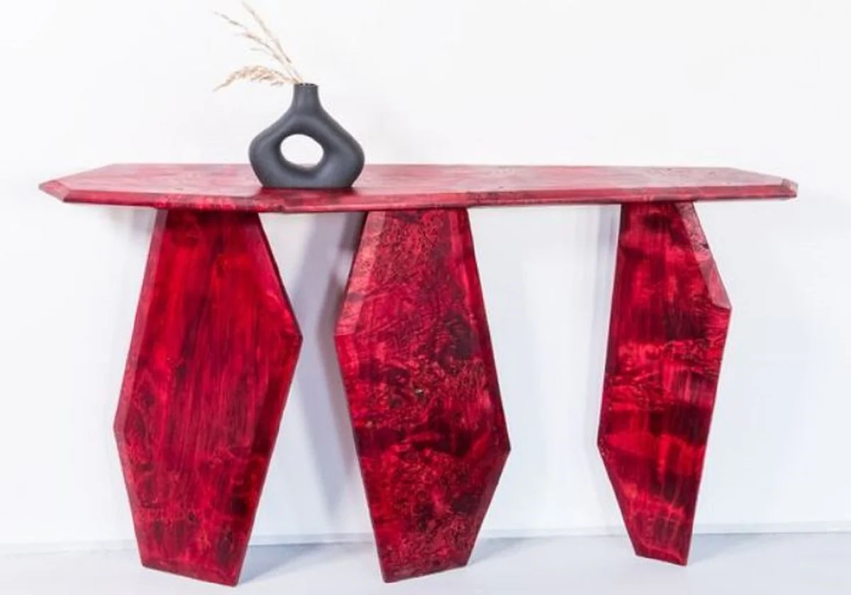 Casa Padrino consola de lujo rojo 154 x 40 x A. 80 cm - Mesa consola de madera con vetas - Muebles de sal¨®n - Muebles de lujo - Interiores de lujo