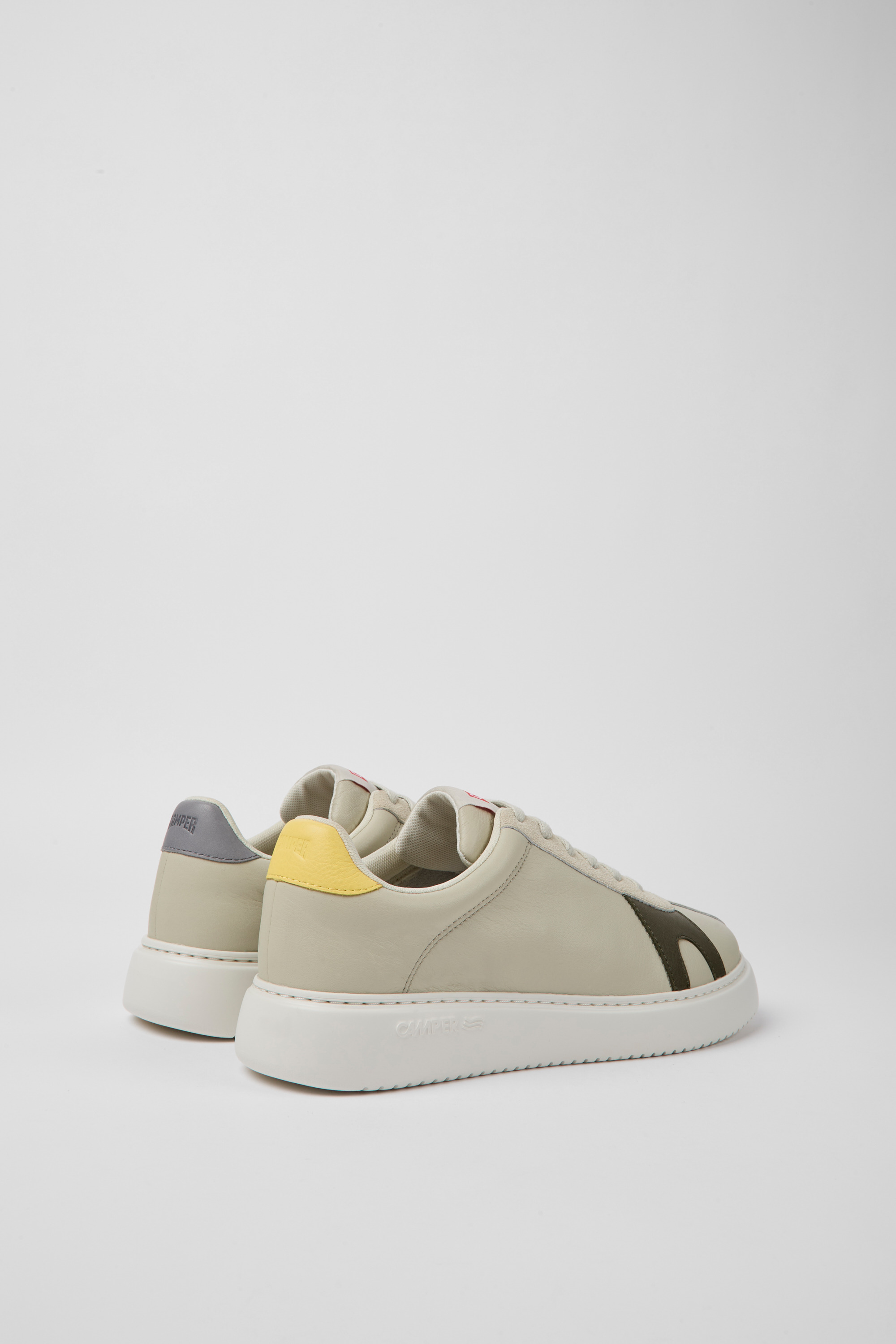 Twins - Gray leather and nubuck sneakers for men