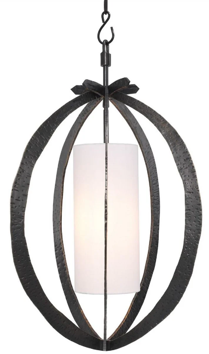 Casa Padrino lámpara de araña de lujo bronce Ø 44 x A. 72 cm - Lámpara de araña de metal con elegante pantalla de algodón - Lámpara de Salón