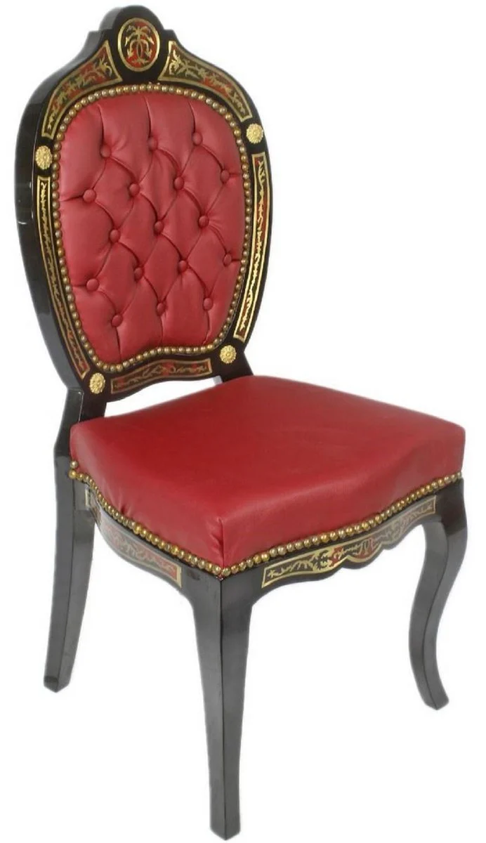 Casa Padrino baroque boulle silla de comedor roja / negro / oro 50 x 50 x A. 105 cm - Muebles de Comedor Barrocos
