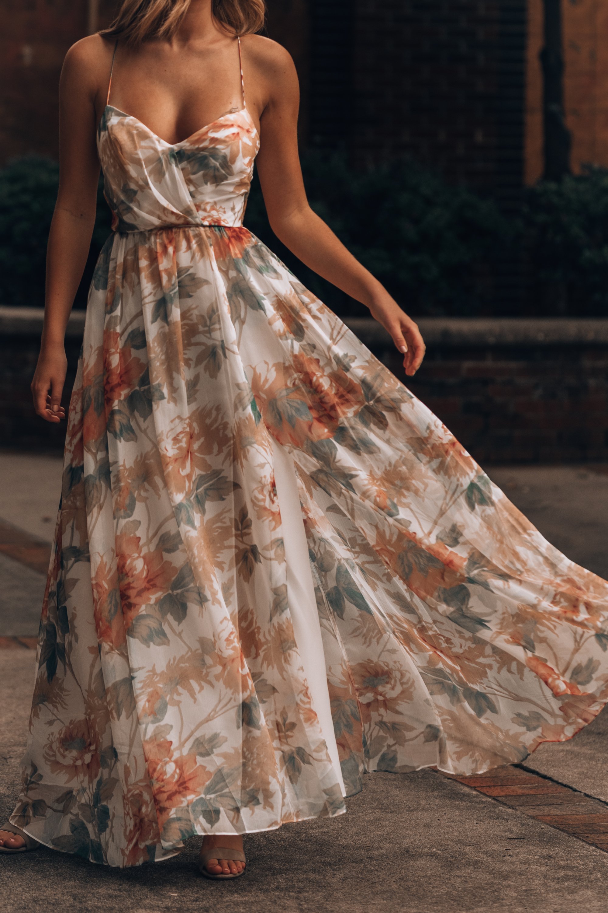 Women's V-neck Printed Slit Sexy Vacation Dress