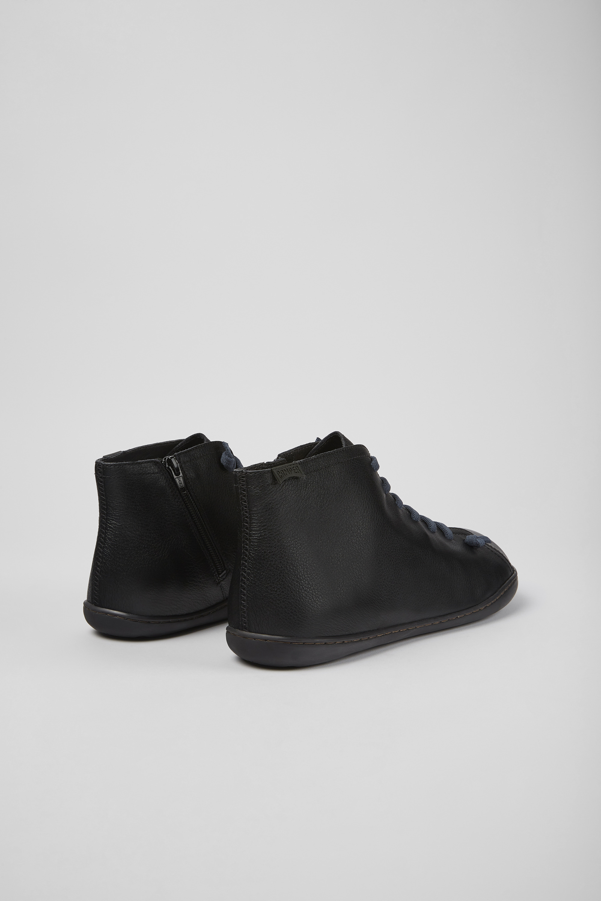 Peu - Black leather ankle boots for men
