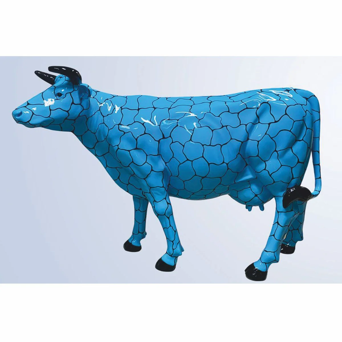Casa Padrino escultura decorativa XXL vaca azul / negro 223 x 70 x A. 147 cm