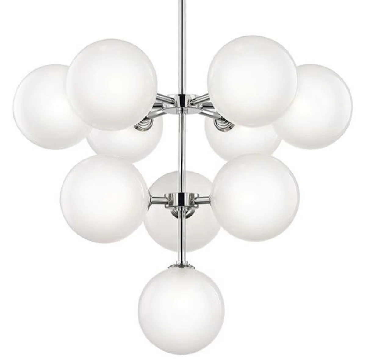 Casa Padrino Araña LED de Lujo Plata Ø 75,6 x H. 63,5 cm - Araña con Pantallas Esféricas - Calidad de Lujo