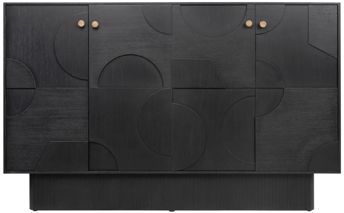 Casa Padrino aparador de dise?o de lujo negro 172,5 x 50 x A. 107,5 cm - Armario de madera maciza con 4 puertas - Armario de dormitorio - Armario de sal¨®n - Armario de oficina - Muebles de lujo