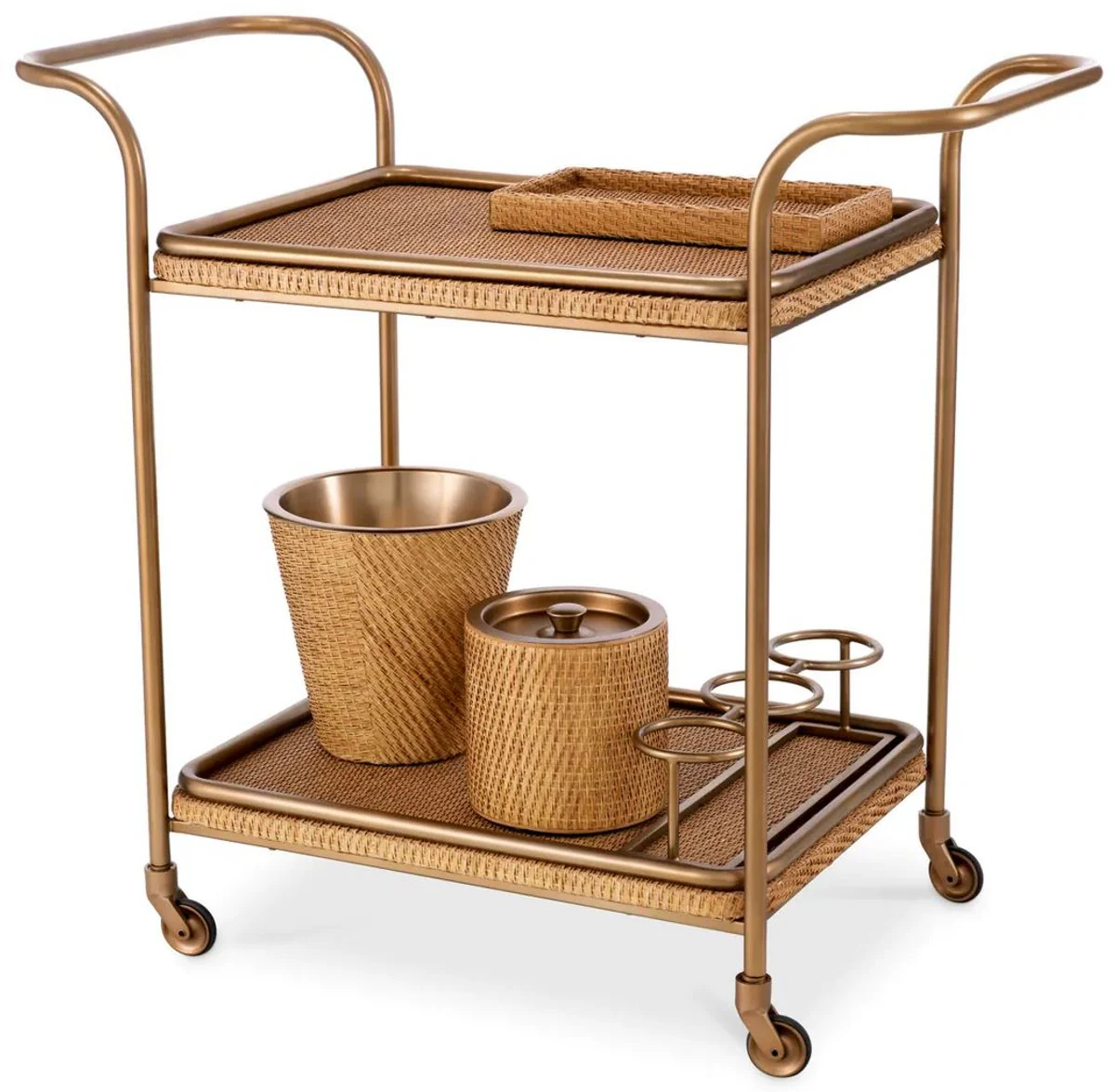 Casa Padrino carrito de servicio de lujo natural / lat¨®n vintage