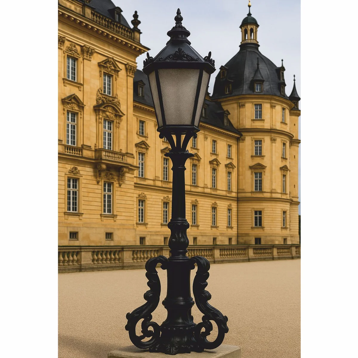 Casa Padrino l¨¢mpara de pedestal barroco negro A. 157 cm - Iluminaci¨®n exterior de estilo barroco