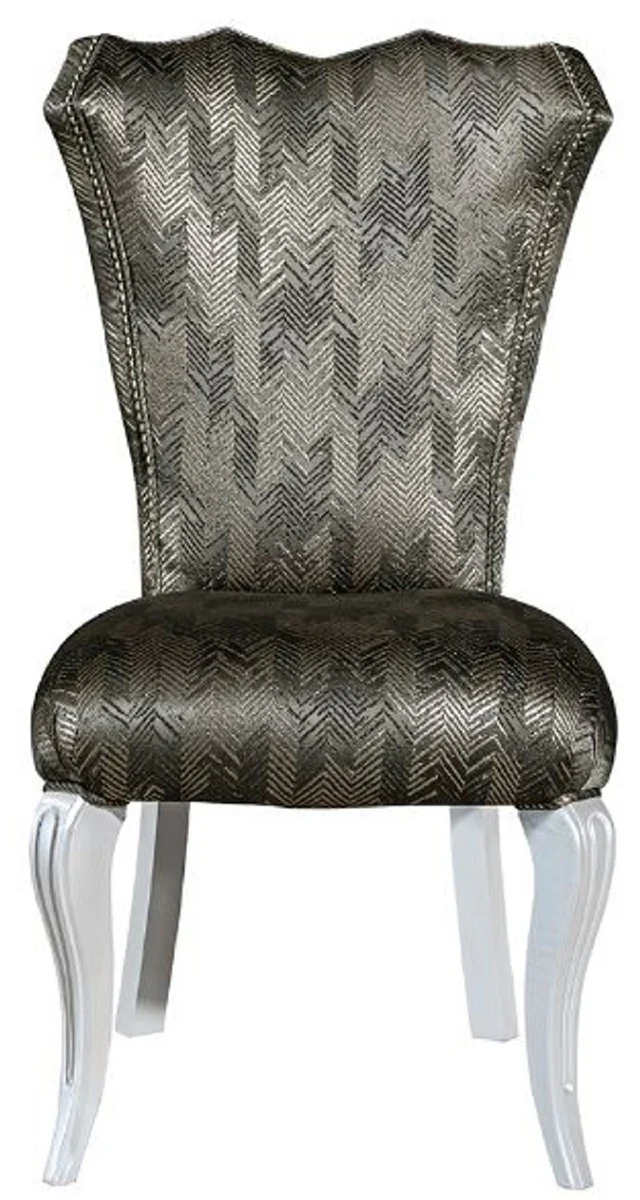 Casa Padrino silla de comedor barroco de lujo verde / oro / blanco - Silla de cocina de madera maciza hecha a mano con patr¨®n noble - Muebles de comedor - Muebles barrocos