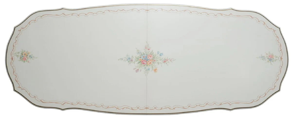 Casa Padrino mesa de comedor barroco de lujo marfil / multicolor / oro 700 cm - Enorme mesa de comedor de madera maciza de estilo barroco - Muebles de comedor barrocos - Hecho en Italia