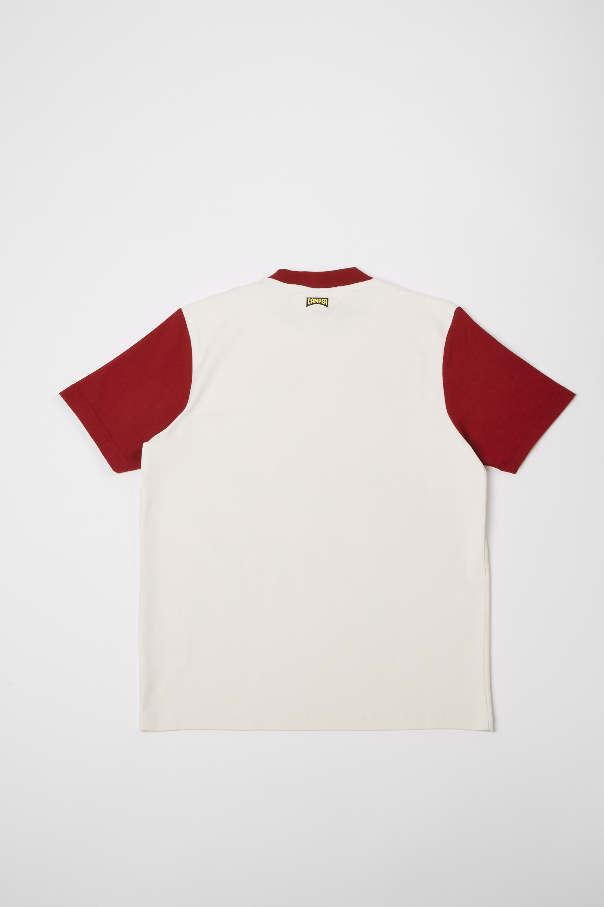 T-Shirt - White, burgundy, and yellow printed unisex T-shirt