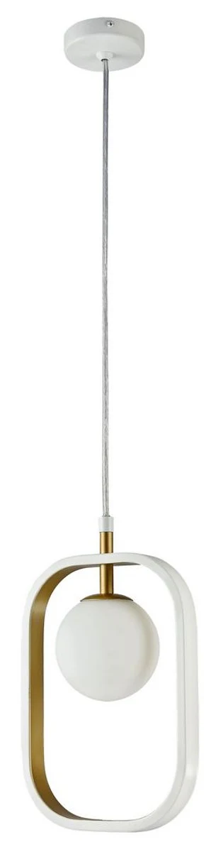 Casa Padrino lámpara colgante de lujo blanco / oro 17,8 x H 25 cm - Colección de Lujo