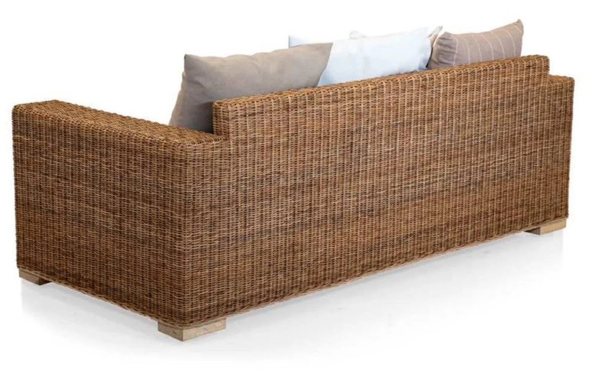 Casa Padrino sof¨¢ de jard¨ªn de lujo marr¨®n / crema / multicolor 200 x 90 x A. 70 cm - Sof¨¢ resistente a la intemperie con cojines - Muebles de piscina - Muebles de jard¨ªn - Hecho en Italia