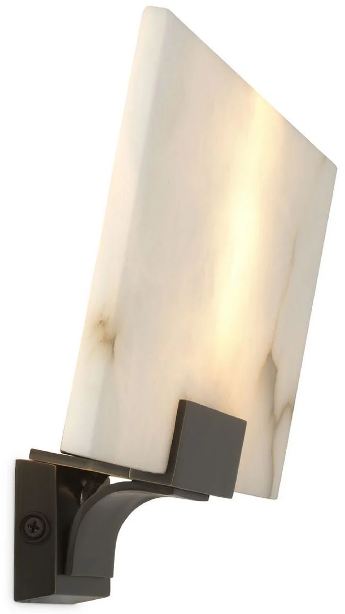 Casa Padrino lámpara de pared de lujo alabastro / bronce 30 x 8 x A. 19 cm - Elegante lámpara de pared con pantalla de alabastro - Colección de Lujo