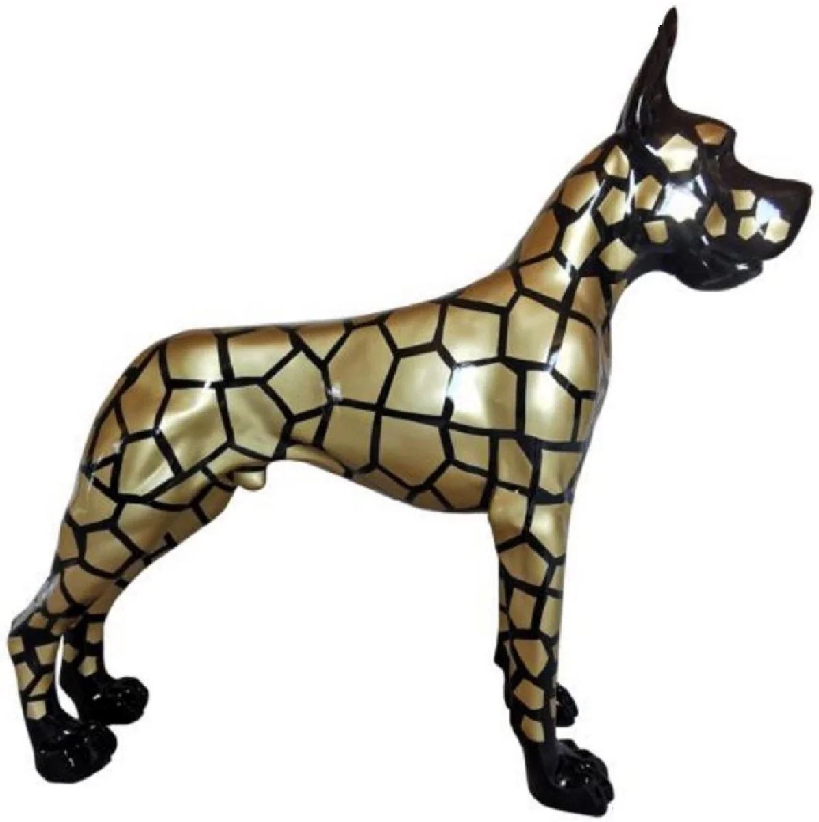 Casa Padrino escultura decorativa de lujo perro mastín negro / oro 125 x A. 110 cm - Figura decorativa tamaño natural - Escultura decorativa XXL - Esculturas y figuras decorativas XXL de lujo