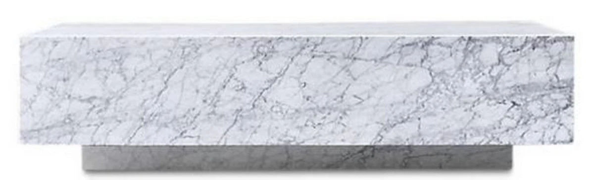 Casa Padrino Mesa de Centro de Lujo Blanco 100 x 100 x H. 35 cm - Mesa de Centro Cuadrada de M¨¢rmol de Carrara - Mesa de M¨¢rmol - Calidad de Lujo