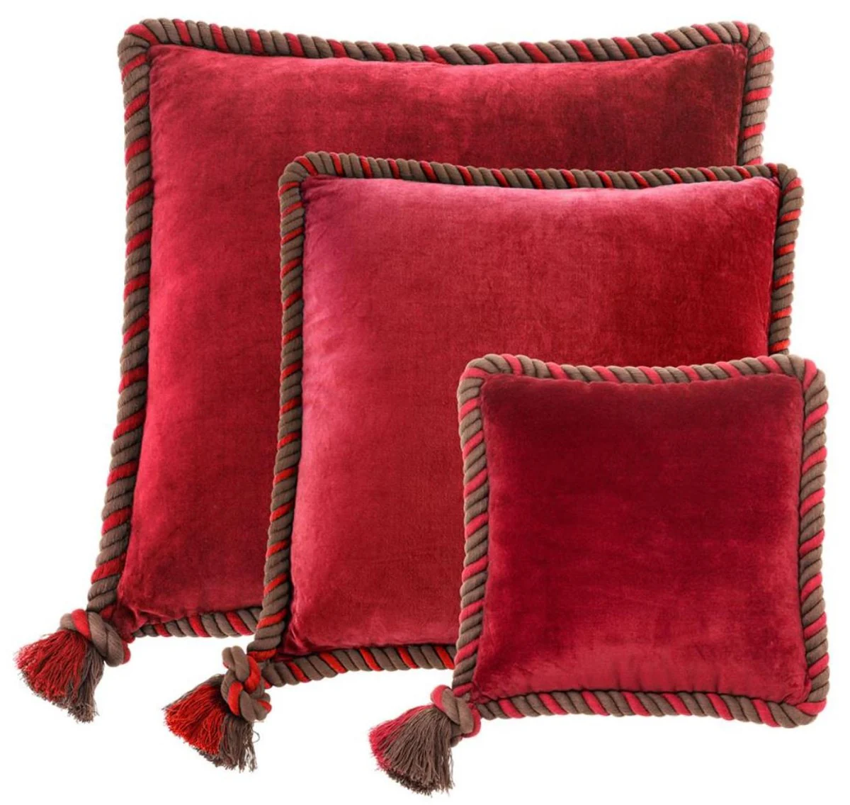 Casa Padrino cojín juego de 3 rojos - colección de lujo de la sala de estar / del hotel