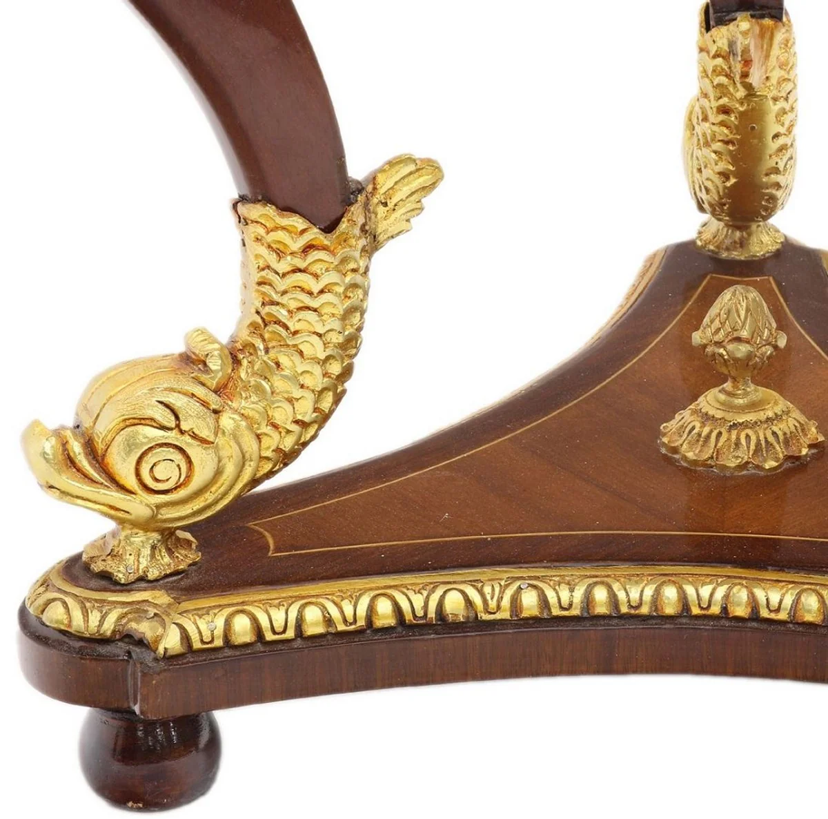 Casa Padrino mesa auxiliar barroco con placa de vidrio marr¨®n / oro ? 55 x H. 78 cm - Suntuosa Mesa Redonda Hecha a Mano y Pintada a Mano con Hermosos Ornamentaci¨®n