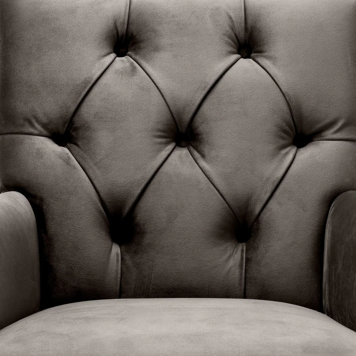 Casa Padrino silla de comedor de lujo con reposabrazos gris / negro 63 x 65 x A. 90 cm - Silla de Cocina Chesterfield con Terciopelo Fino - Muebles de Comedor de Lujo