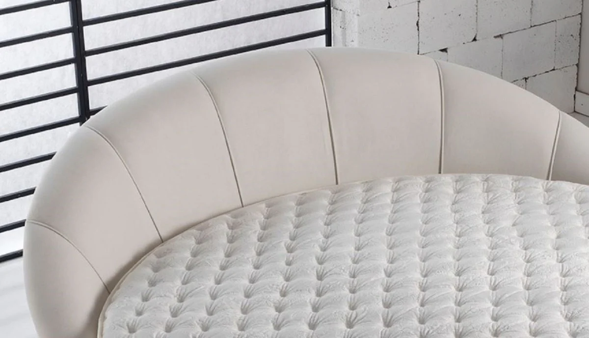 Casa Padrino cama redonda de lujo gris claro Ø 240 x A. 90 cm - Cama doble redonda con colchón - Muebles de dormitorio de lujo