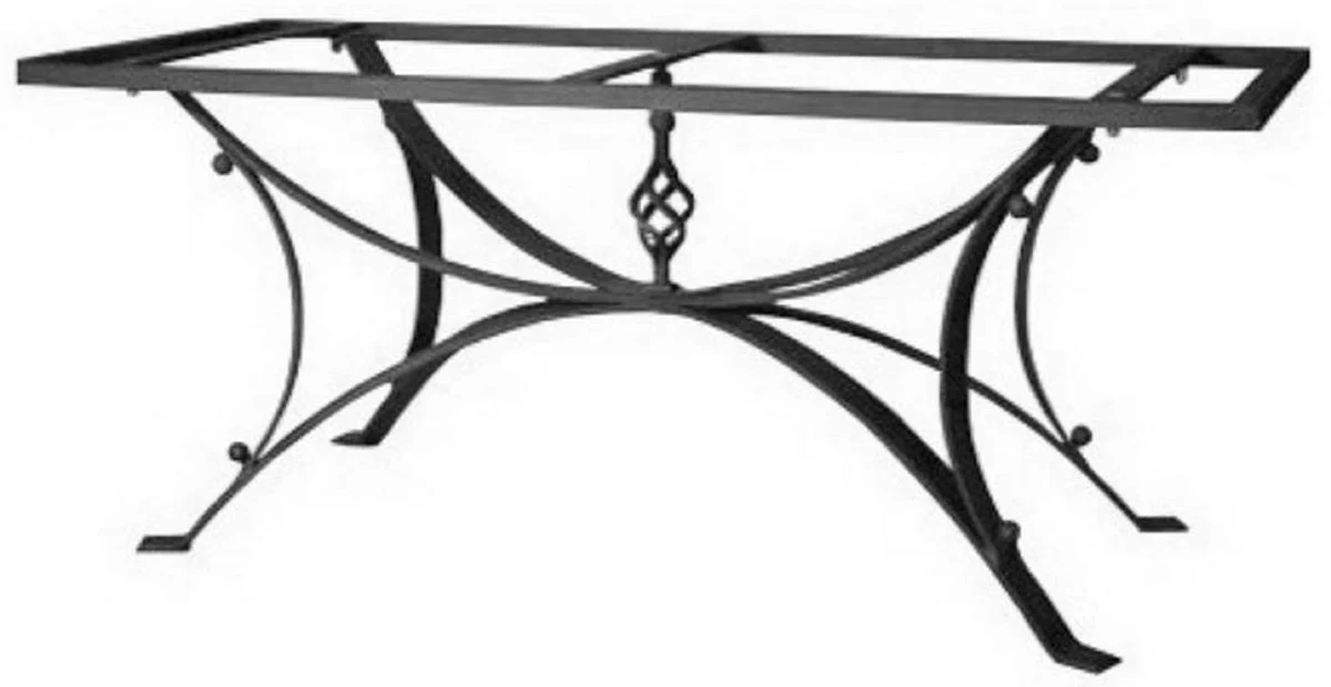 Casa Padrino mesa de comedor Art Nouveau de lujo multicolor / negro - Mesa de jardín con tablero pintado a mano y estructura de metal - Muebles de Sala de Estar Jardín Patio