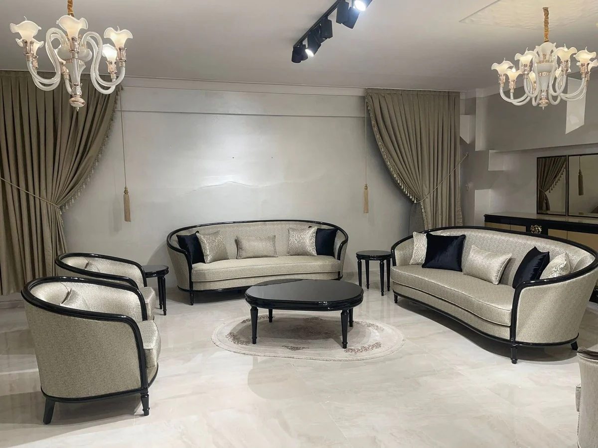 Casa Padrino mesa de centro barroco de lujo negro - Mesa de sal¨®n ovalada de estilo barroco - Muebles de sal¨®n de lujo en estilo barroco - Muebles barrocos - Noble y Magn¨ªfico