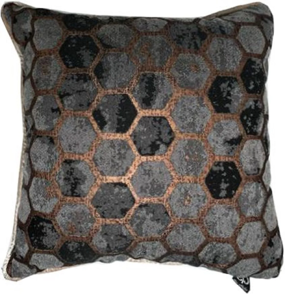 Casa Padrino cojín de lujo gris / cobre 50 x 50 cm - Cojín decorativo - Cojín decorativo cuadrado - Decoración de salón - Accesorios decorativos de lujo - Decoración de lujo