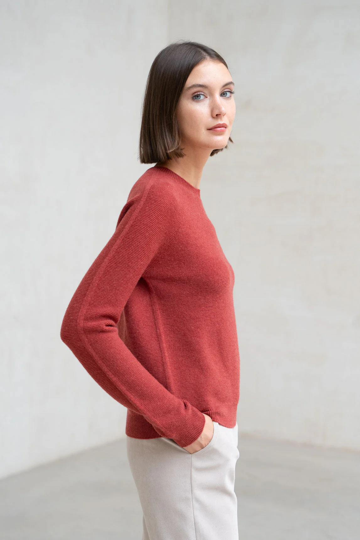 Rivera-spain Jersey Módena lana cashmere cereza