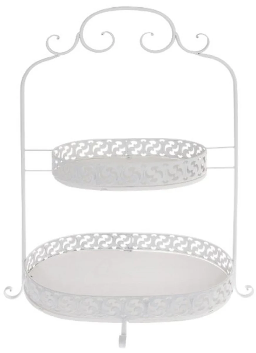 Casa Padrino etagere de estilo campestre de 2 niveles blanco 46 x 30 x H. 64 cm - Accesorios de Gastronomía