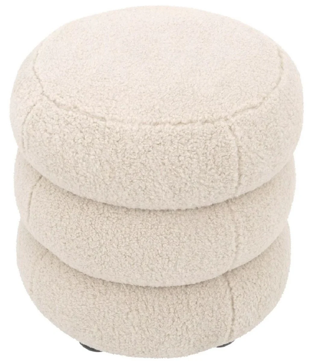 Casa Padrino taburete de lujo crema / negro ? 43 x A. 49,5 cm - Taburete de sal¨®n redondo - Taburete redondo tapizado - Muebles de sal¨®n - Muebles de lujo - Interiores de lujo - Muebles de lujo