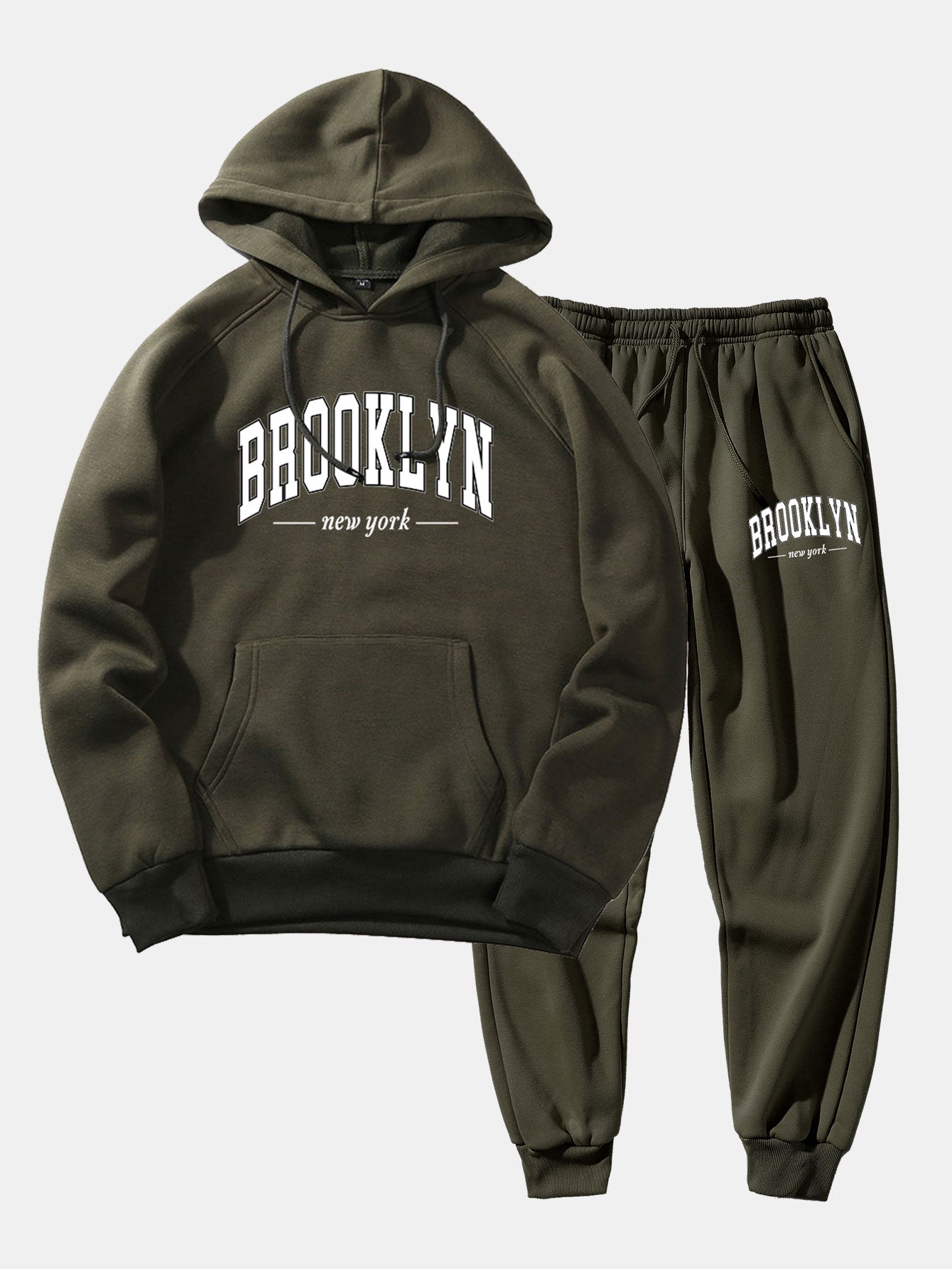 Brooklyn Letter Print Hoodie & Jogger Pants