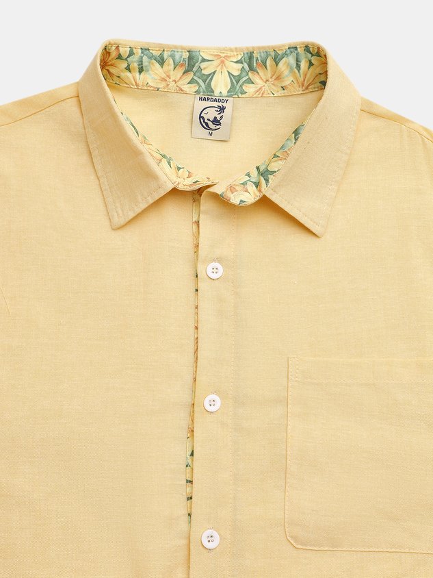 Hardaddy Cotton Floral Contrast Long Sleeve Shirt