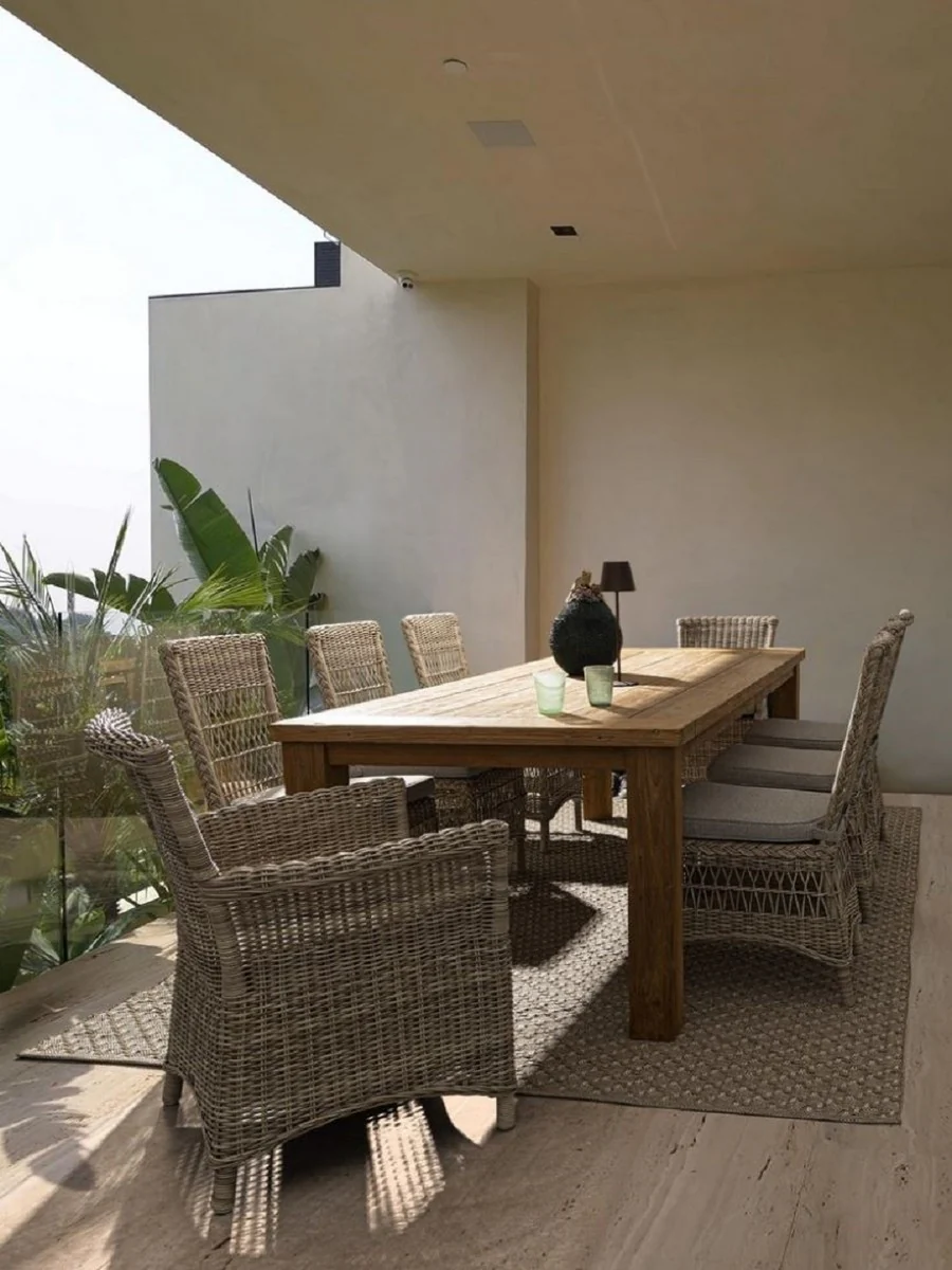 Casa Padrino mesa de jard¨ªn de lujo natural 240 x 100 x A. 77 cm - Mesa de jard¨ªn rectangular de teca reciclada - Muebles de jard¨ªn de teca - Muebles de jard¨ªn de lujo