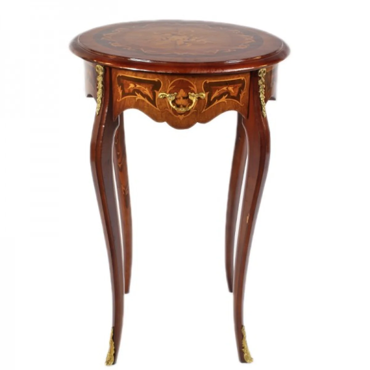 Casa Padrino Baroque table with drawer mahogany inlaid / gold H75 x 50cm - Louis XVI antique style table - furniture