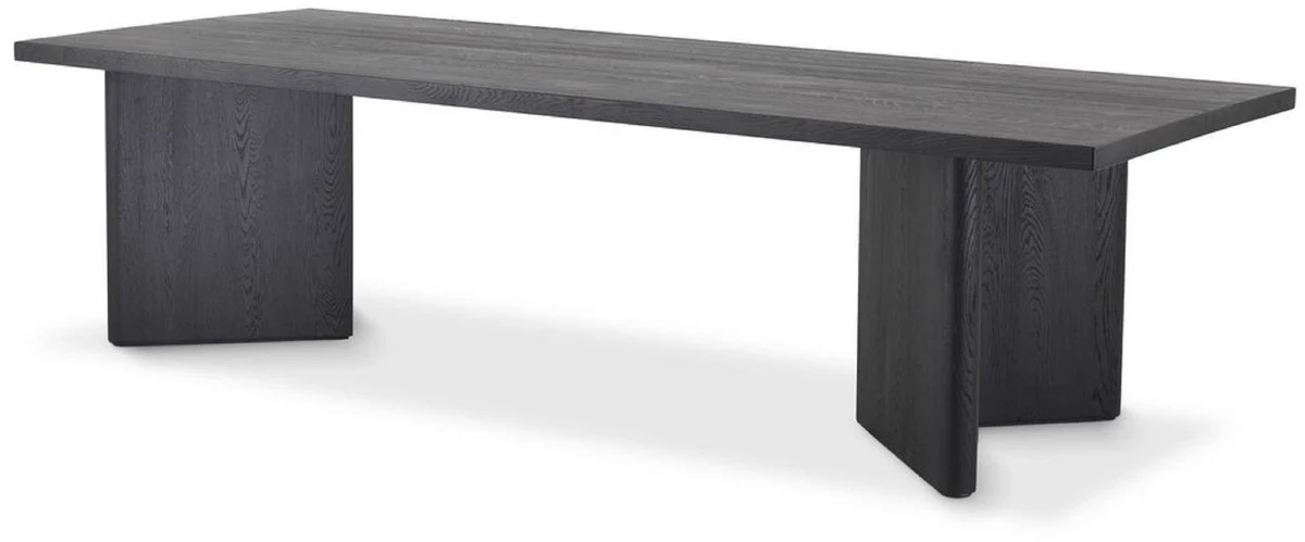 Casa Padrino mesa de comedor de madera maciza de lujo negro 280 x 110,5 x A. 76 cm - Mesa de cocina rectangular de madera de roble - Muebles de comedor de madera maciza de lujo