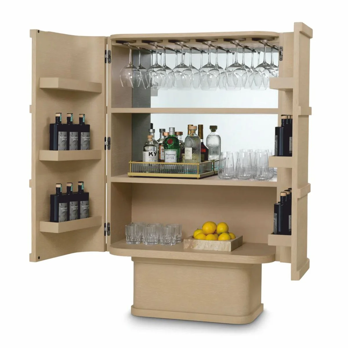 Casa Padrino armario bar / gabinete de vino de lujo con 2 puertas beige A. 145,5 cm - Muebles de bar