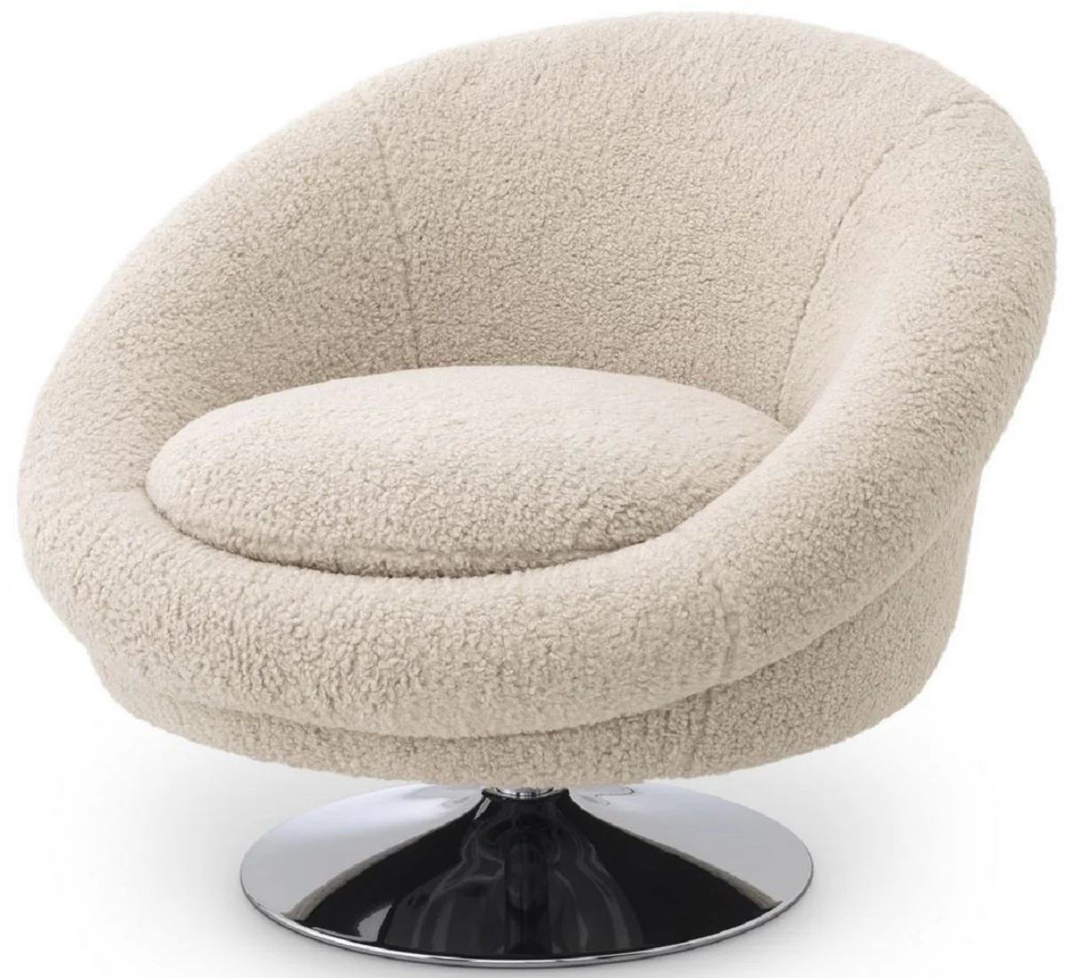 Casa Padrino sill¨®n giratorio de lujo crema / plata 84 x 88 x A. 73 cm - Sill¨®n de Sal¨®n - Muebles de Lujo