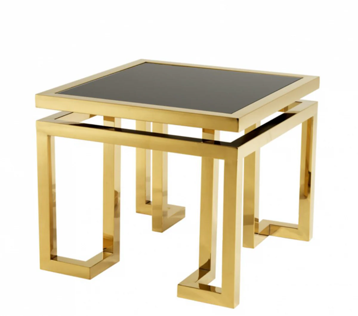 Casa Padrino luxury art deco designer side table gold with black glass - Hotel Table Furniture