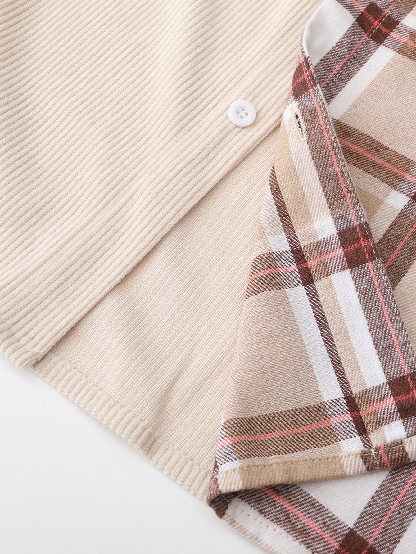 Corduroy Plaid Panel Shirt