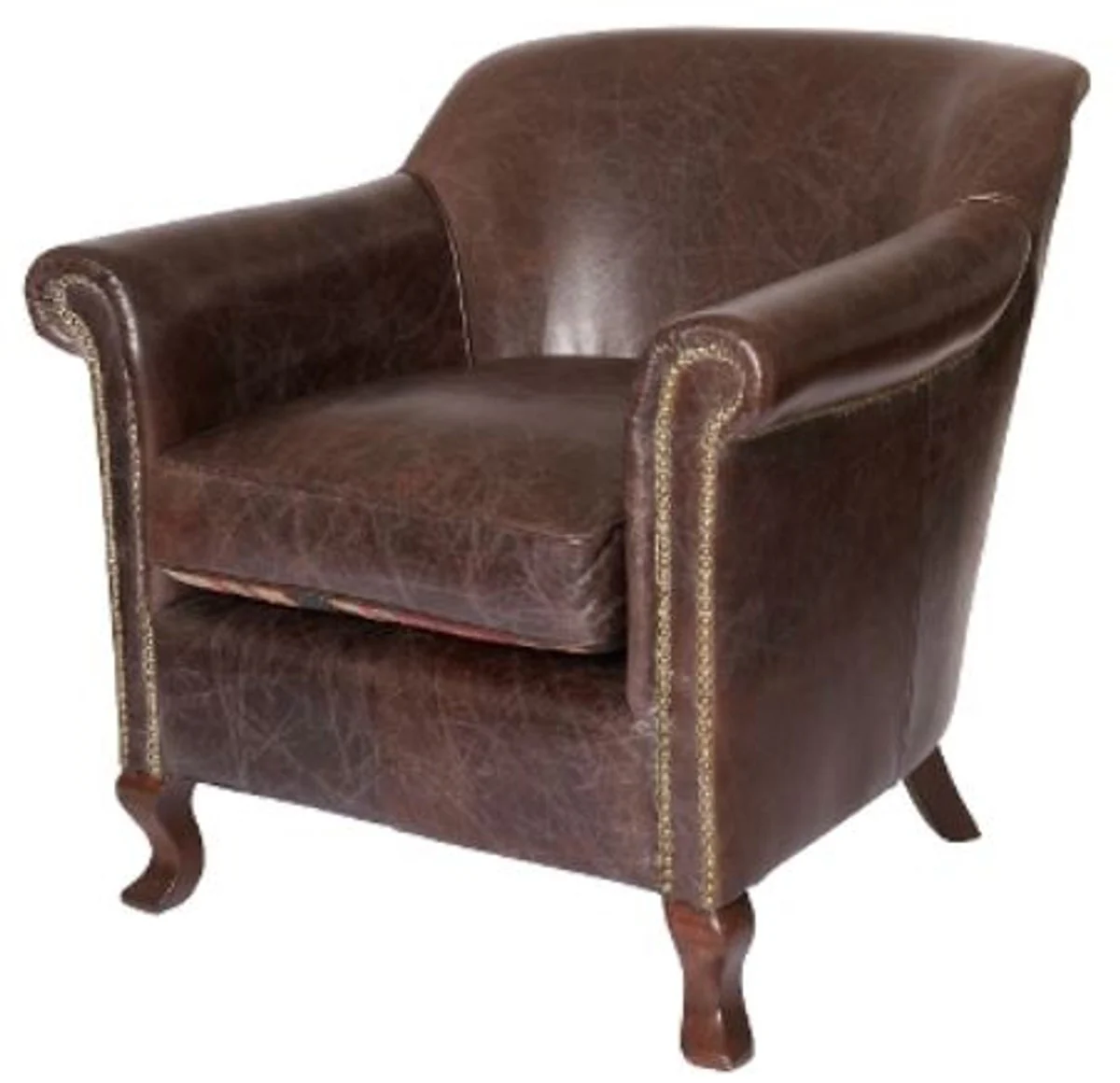 Casa Padrino luxury leather armchair dark brown 88 x 81 x H. 79 cm - Genuine Leather Furniture