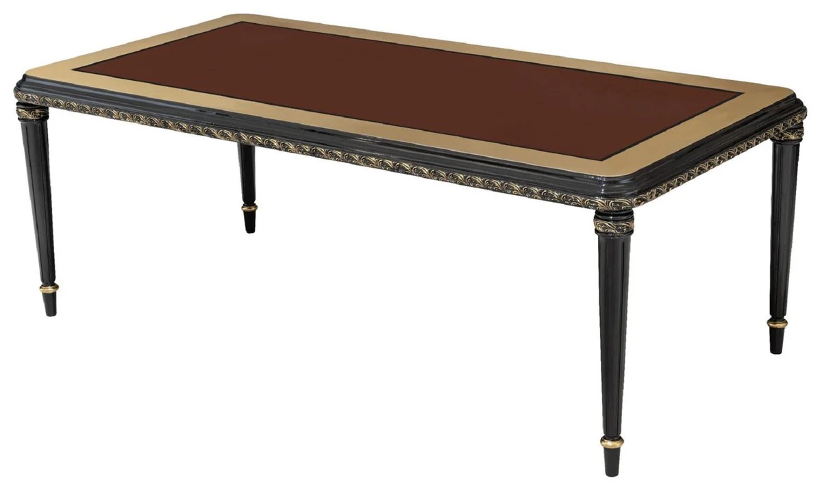 Casa Padrino mesa de comedor barroco de lujo marr¨®n / negro / oro - Mesa de cocina rectangular de estilo barroco - Muebles de comedor barrocos de lujo - Muebles de comedor barrocos