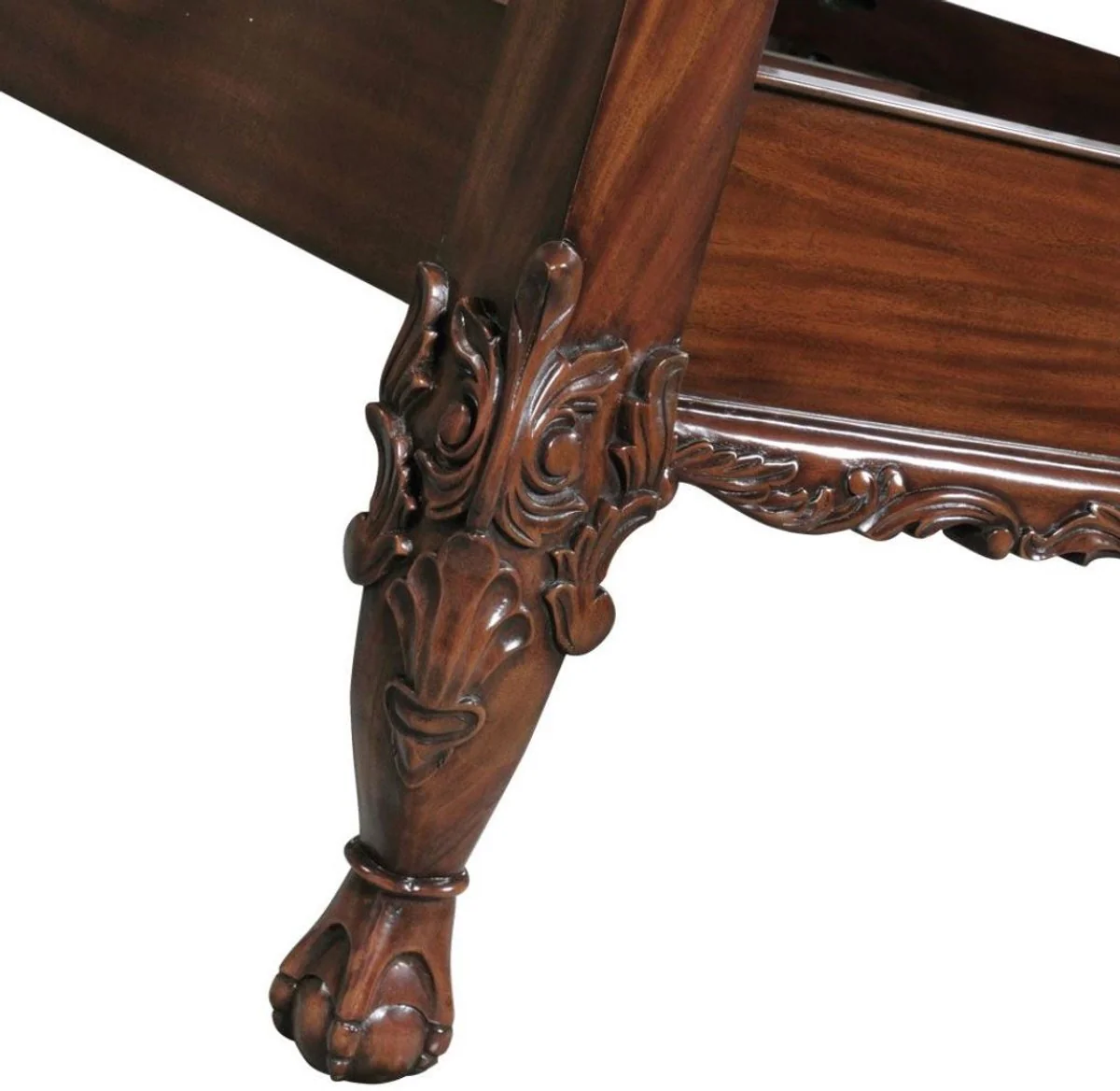 Casa Padrino cama doble barroco de lujo marrón oscuro - Cama de madera maciza hecha a mano - Muebles de dormitorio de estilo barroco - Noble y Magnífico