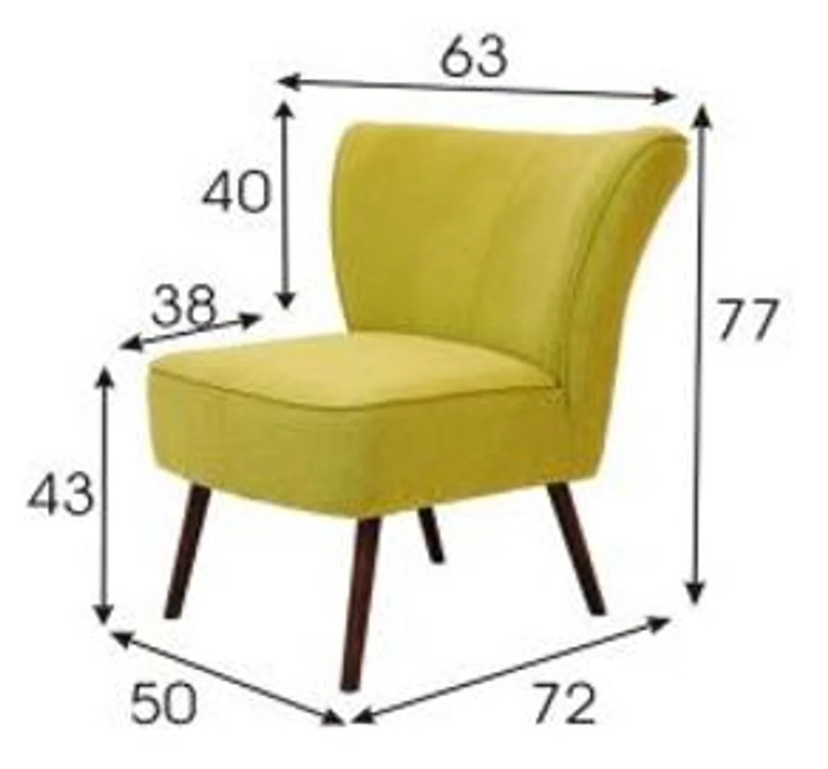 Casa Padrino sillón de salón retro de lujo amarillo verde / marrón 63 x 72 x H. 77 cm - Sillón de Cóctel de Los Años 60