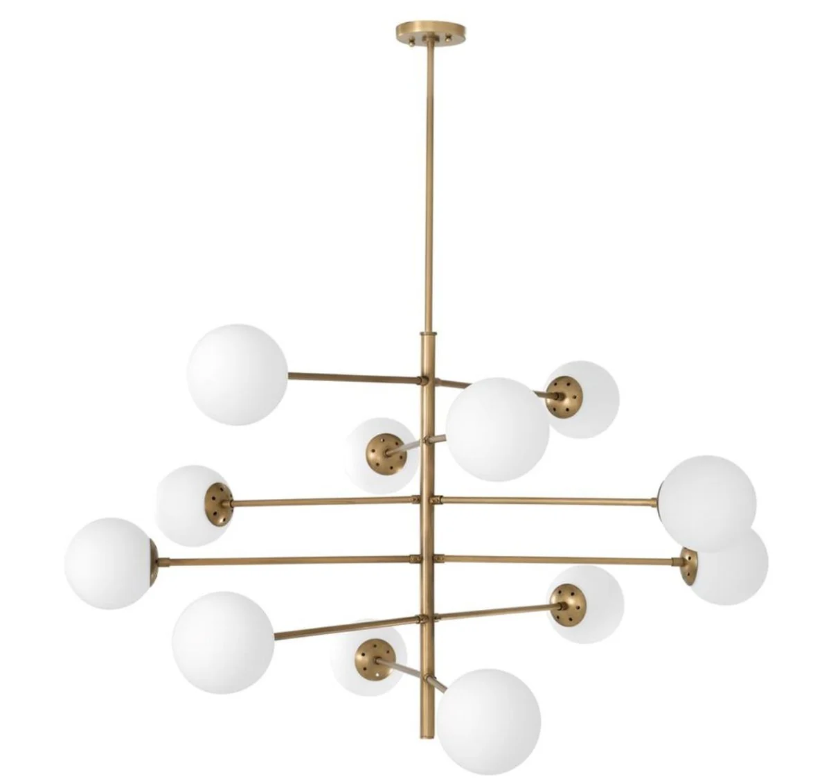 Casa Padrino araña de lujo en latón antiguo / blanco Ø 122 x H. 69 cm - Calidad de Lujo