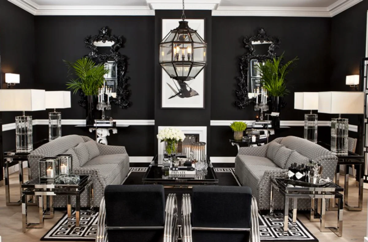 Casa Padrino luxury art deco designer side table with smoke glass - Hotel Table Furniture